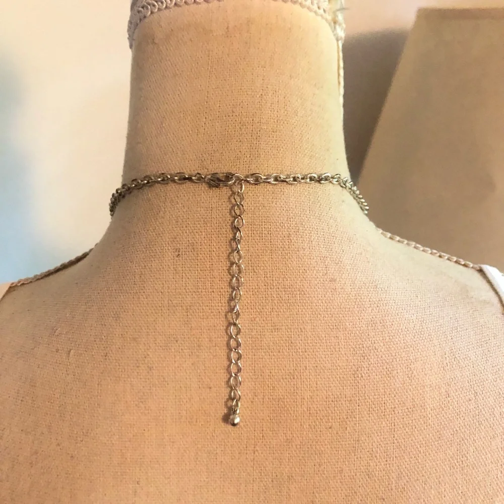 Triple row faceted chandelier gem layered elegant necklace